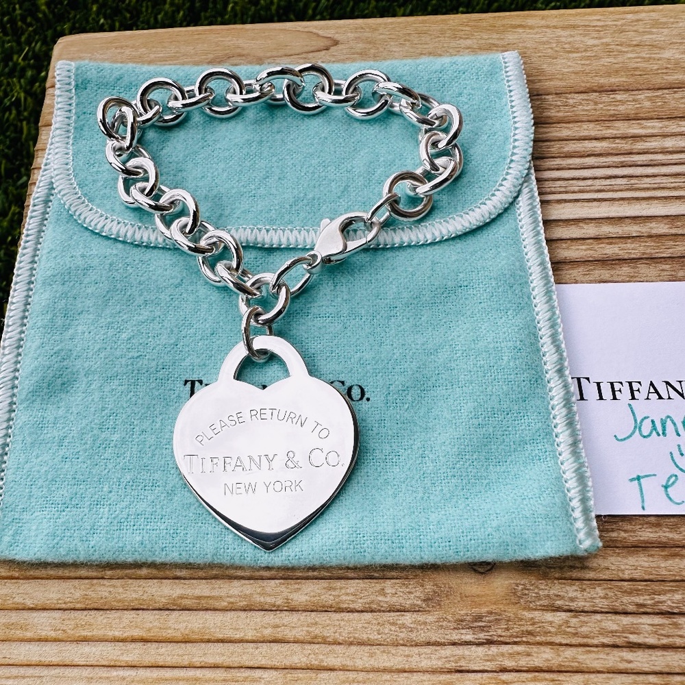 Return to Tiffany & Co. XL Heart Tag Bracelet in Sterling Silver RARE, 7.5"